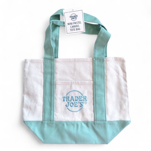 Trader Joe’s Mini Pastel Canvas Tote Bag – Teal - Picture 1 of 3